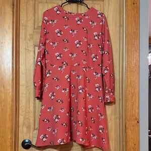 LOFT Coral Floral Casual Dress